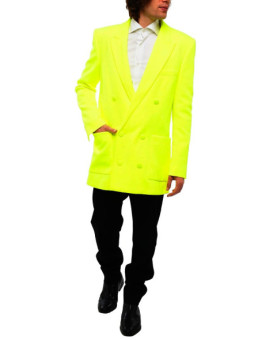 Balmain - blazer doppiopetto giallo fluo