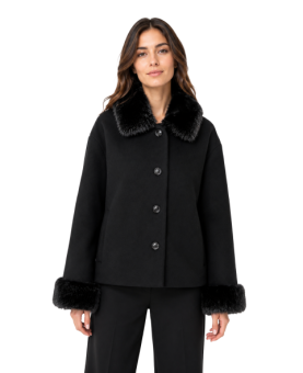 Loro Piana Tessuto - cappotto corto pelliccia nero