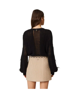 Twinset - minigonna trapuntata con ricamo a mano