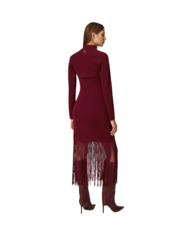 Twinset - abito lungo con frange e coprispalle