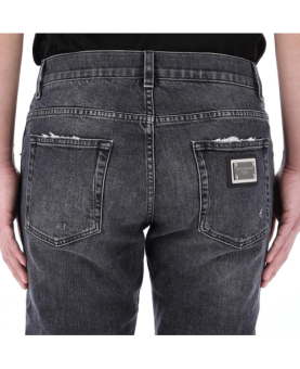 Dolce & Gabbana - lucky chance logo distressed denim